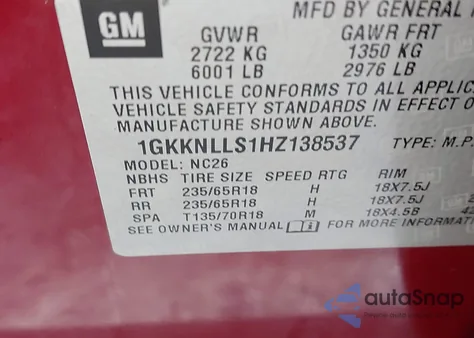 2017 GMC Acadia Sle-2 z USA, uszkodzony, nr VIN 1GKKNLLS1HZ138537